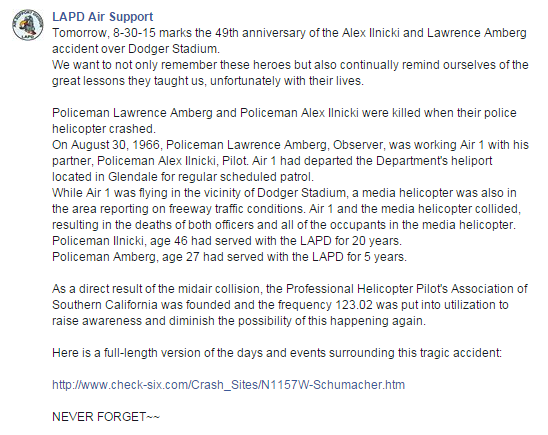 LAPD Remembers Crew Lost In 1966 Mid-Air